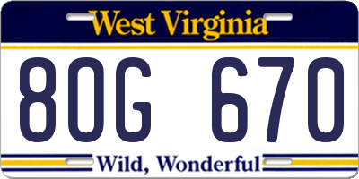 WV license plate 8OG670