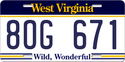 WV license plate 8OG671