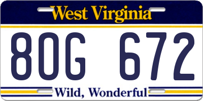 WV license plate 8OG672