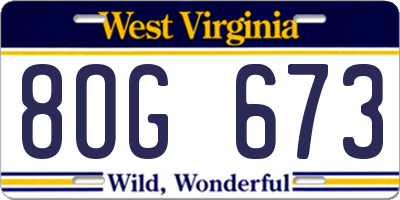 WV license plate 8OG673