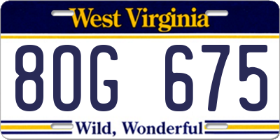 WV license plate 8OG675