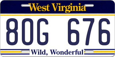 WV license plate 8OG676