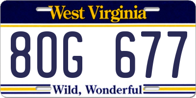 WV license plate 8OG677