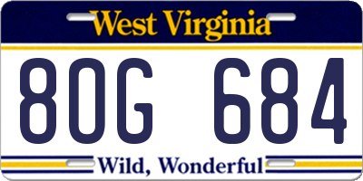 WV license plate 8OG684