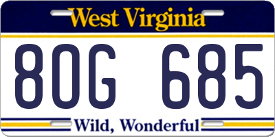 WV license plate 8OG685
