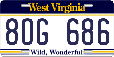WV license plate 8OG686