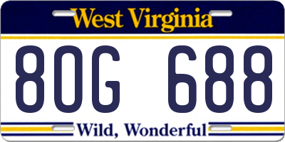 WV license plate 8OG688