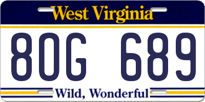 WV license plate 8OG689