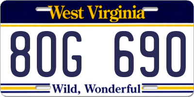WV license plate 8OG690