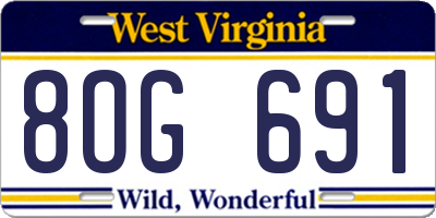 WV license plate 8OG691