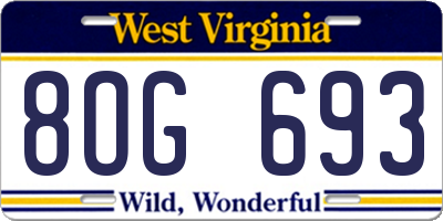 WV license plate 8OG693