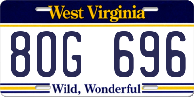 WV license plate 8OG696