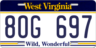 WV license plate 8OG697