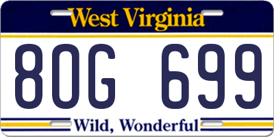 WV license plate 8OG699