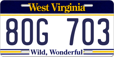WV license plate 8OG703