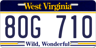 WV license plate 8OG710