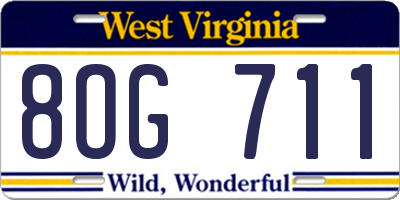 WV license plate 8OG711