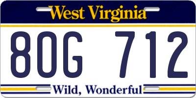 WV license plate 8OG712