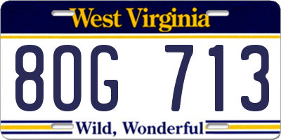 WV license plate 8OG713