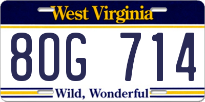 WV license plate 8OG714