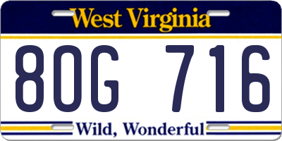 WV license plate 8OG716