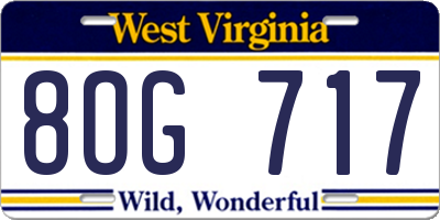 WV license plate 8OG717