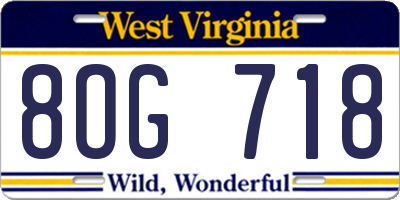 WV license plate 8OG718