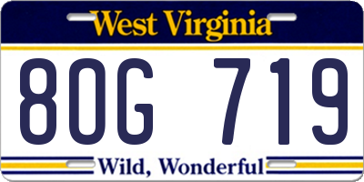 WV license plate 8OG719