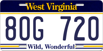 WV license plate 8OG720