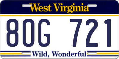 WV license plate 8OG721