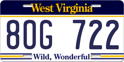WV license plate 8OG722