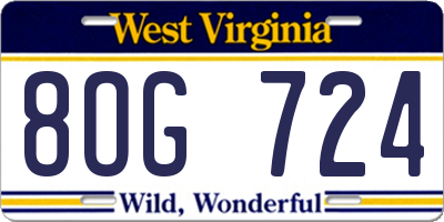 WV license plate 8OG724
