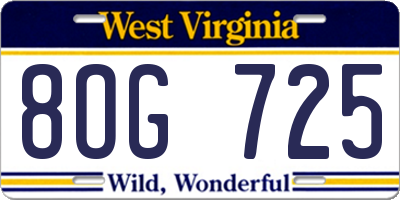 WV license plate 8OG725