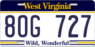 WV license plate 8OG727