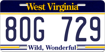 WV license plate 8OG729