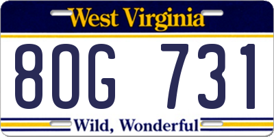 WV license plate 8OG731