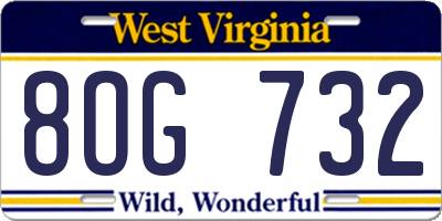 WV license plate 8OG732