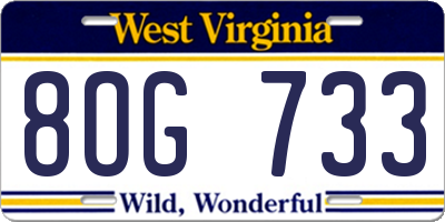 WV license plate 8OG733