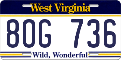 WV license plate 8OG736