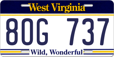 WV license plate 8OG737
