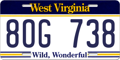 WV license plate 8OG738