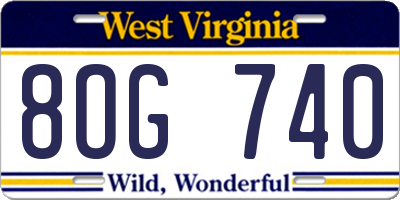 WV license plate 8OG740