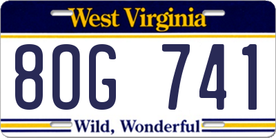 WV license plate 8OG741