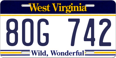 WV license plate 8OG742