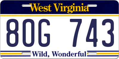 WV license plate 8OG743