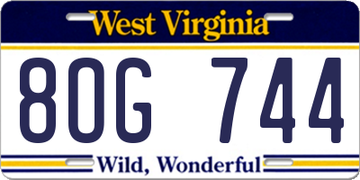 WV license plate 8OG744