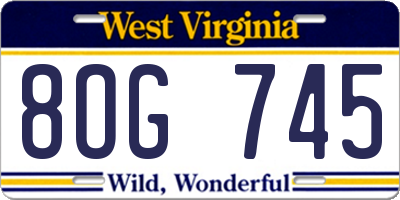 WV license plate 8OG745