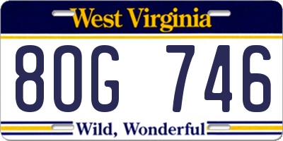 WV license plate 8OG746