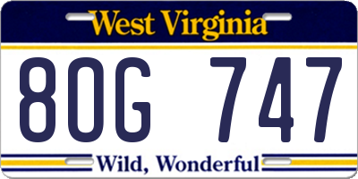 WV license plate 8OG747