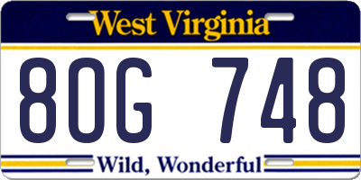 WV license plate 8OG748